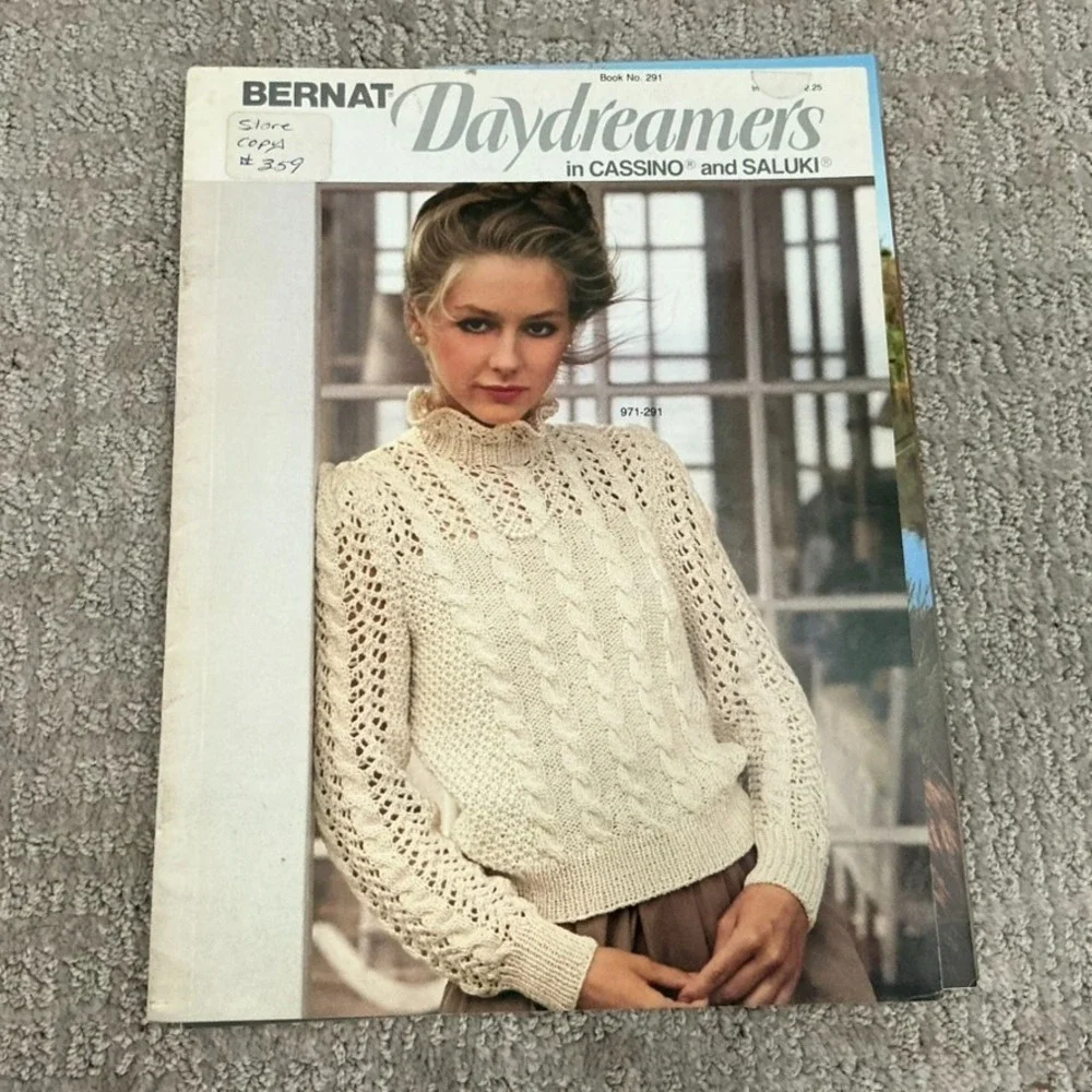 Lot 7 Vintage Knitting Crochet Pattern Books Womens Mens Bernat Bucilla Patons